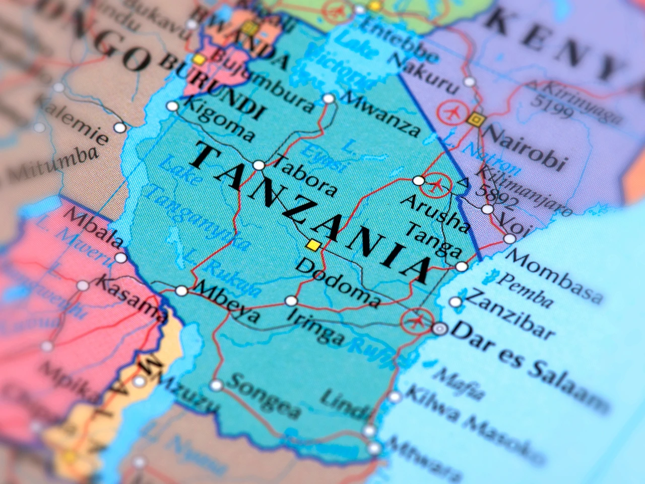 map showing tanzania
